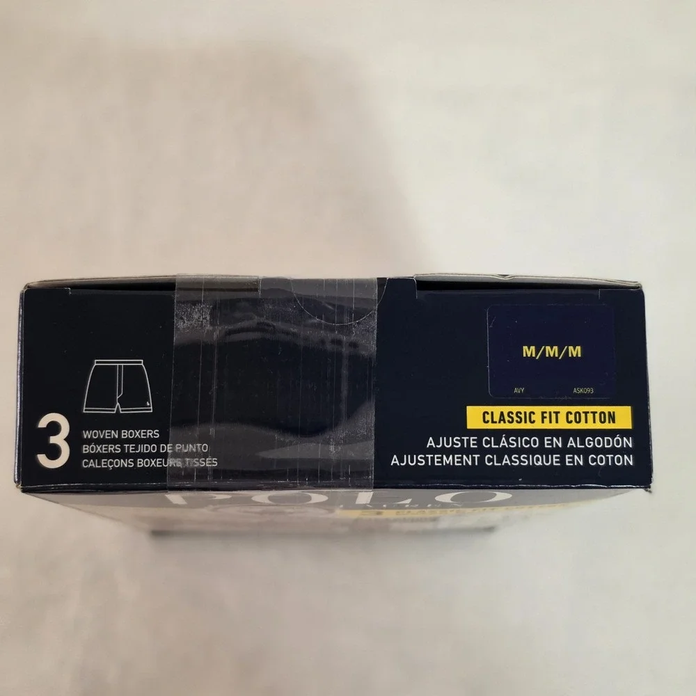 NWT Polo Ralph Lauren Men's Classic Fit Woven Boxers 3-Pack Size Medium Cotton